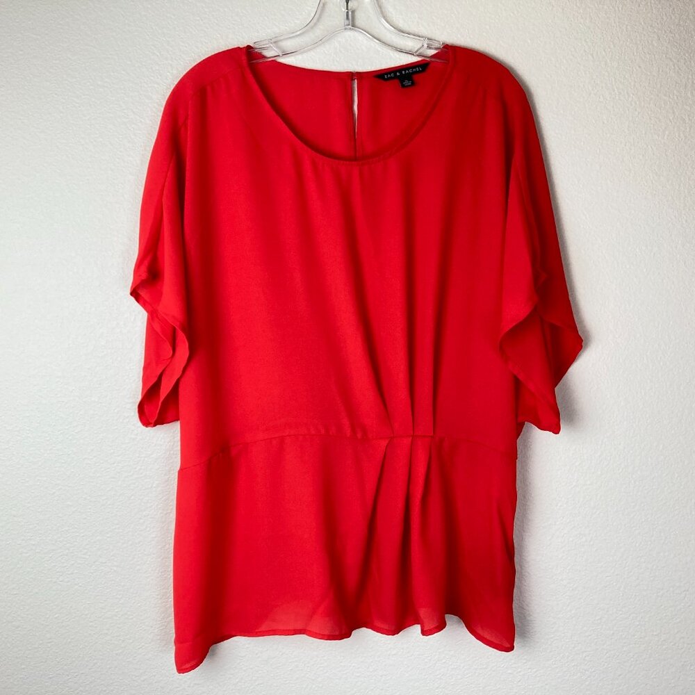 ZAC & RACHEL Career Blouse Size XL Orange Short Sleeve Business Office